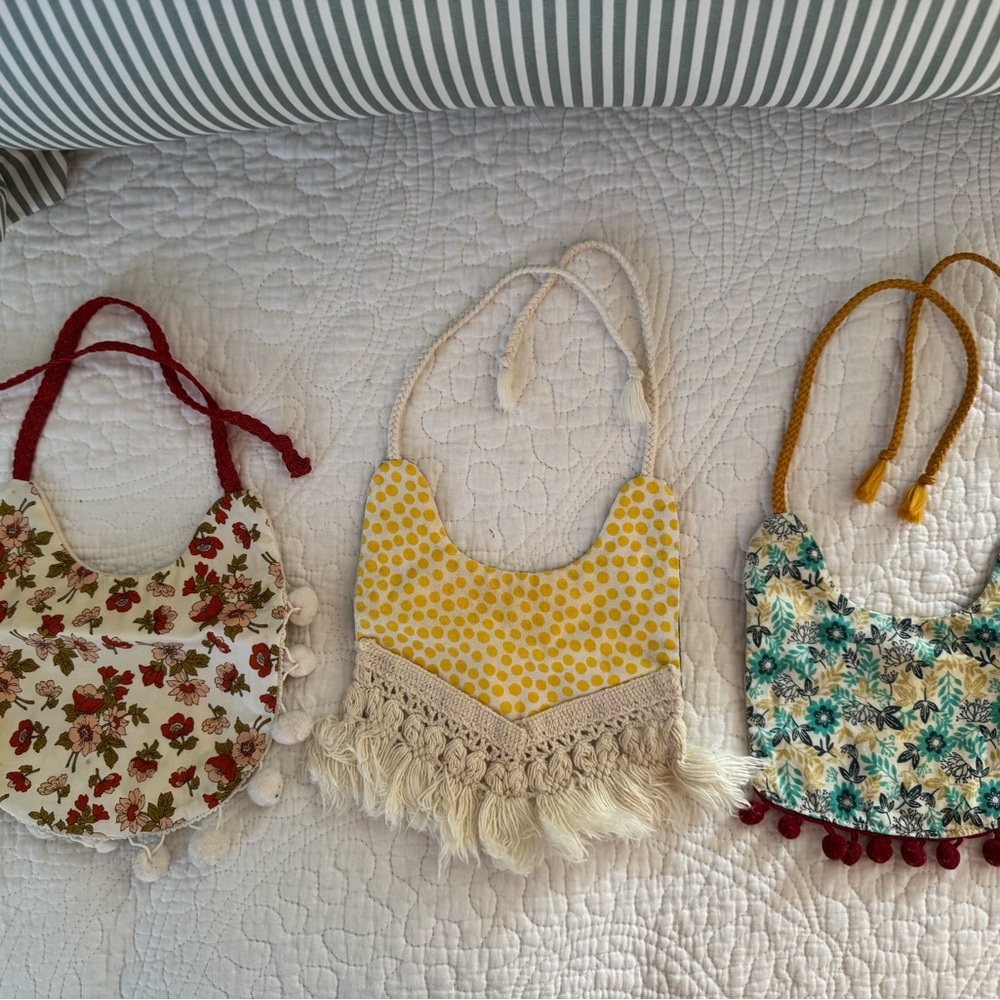 Bohemian style lot of 3 reversible Bibs - 6 designs in all!